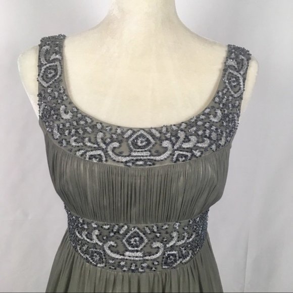 Adrianna Papell Evening Gray Beaded Sleeveless Dress Women Size 6 Formal Wedding - Picture 2 of 8
